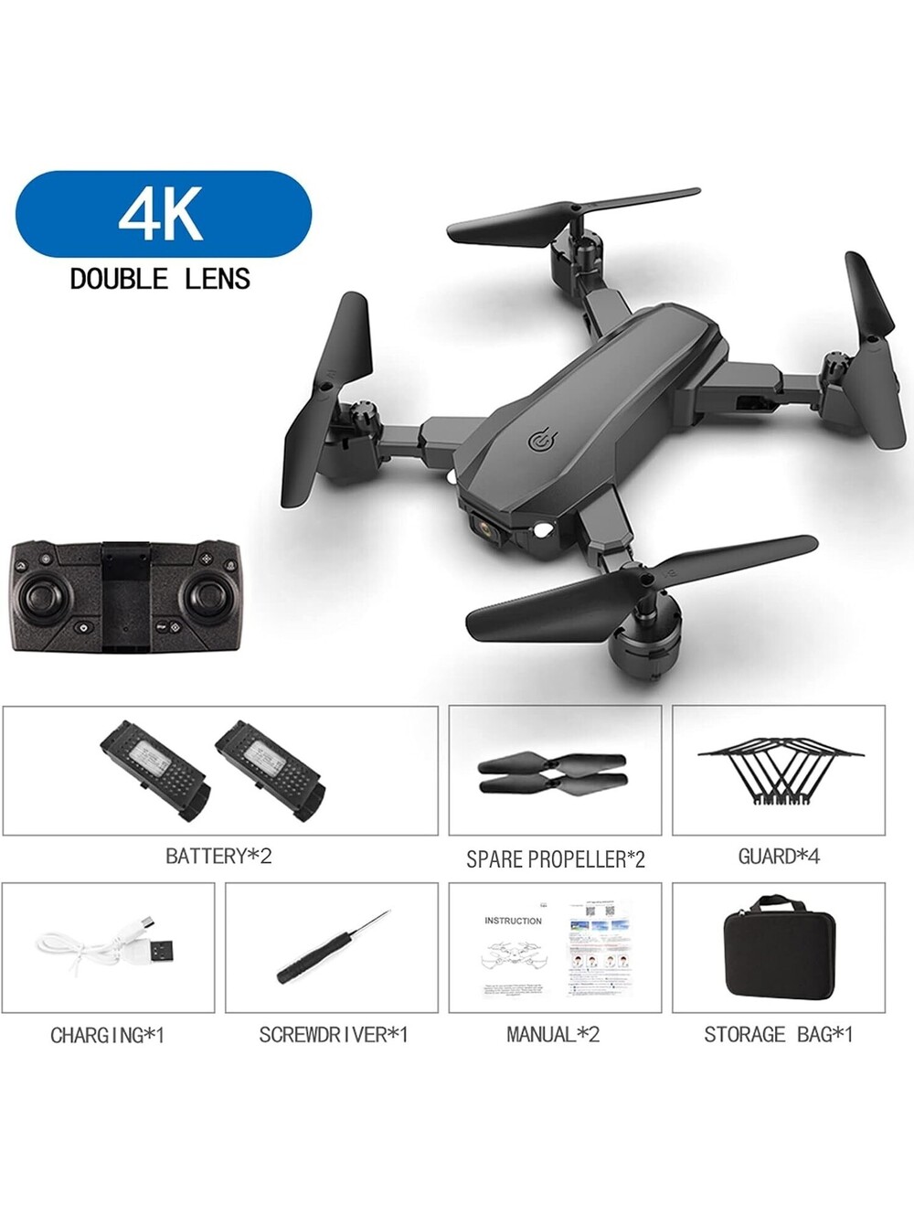 DMES S80 Smart Folding Drone HD Camera Dual Lens Optical Flow Quadcopter 0673